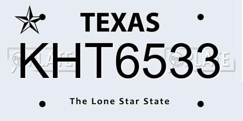 KHT6533 Texas License Plate