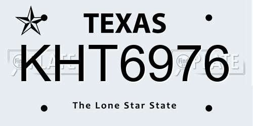 KHT6976 Texas License Plate