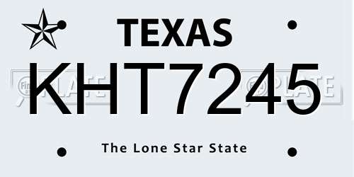KHT7245 Texas License Plate