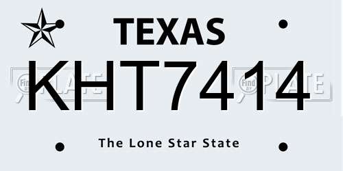 KHT7414 Texas License Plate