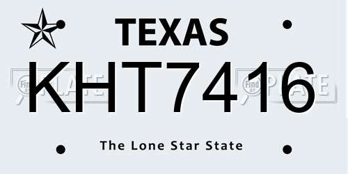 KHT7416 Texas License Plate