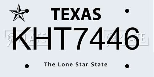KHT7446 Texas License Plate