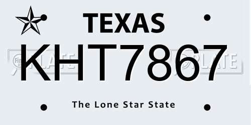 KHT7867 Texas License Plate