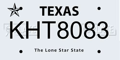 KHT8083 Texas License Plate