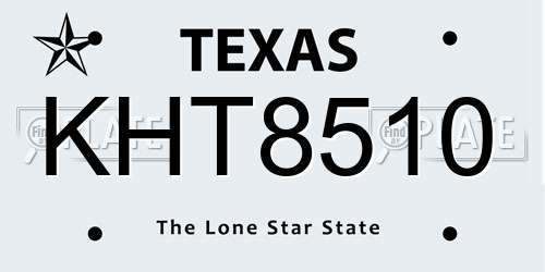 KHT8510 Texas License Plate