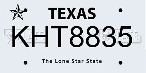 KHT8835 Texas License Plate