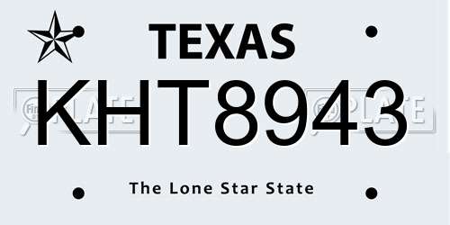 KHT8943 Texas License Plate