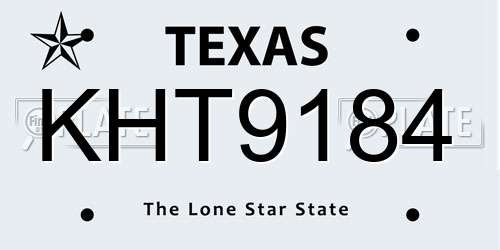 KHT9184 Texas License Plate