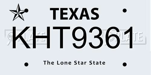 KHT9361 Texas License Plate