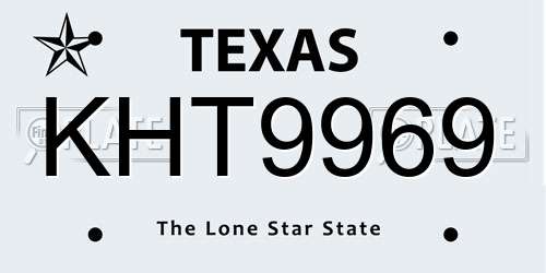 KHT9969 Texas License Plate