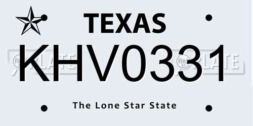 KHV0331 Texas License Plate
