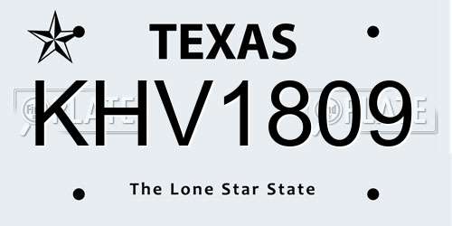 KHV1809 Texas License Plate