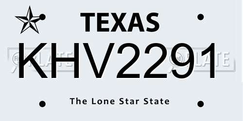 KHV2291 Texas License Plate