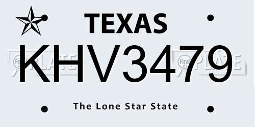 KHV3479 Texas License Plate