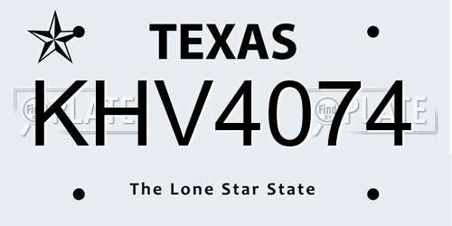 KHV4074 Texas License Plate