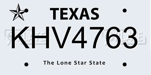 KHV4763 Texas License Plate