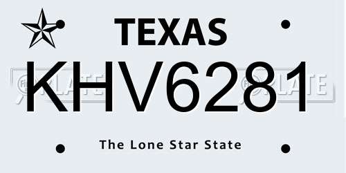 KHV6281 Texas License Plate