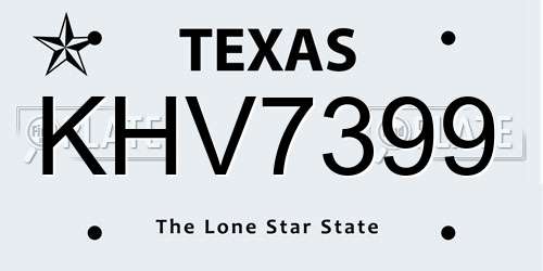 KHV7399 Texas License Plate