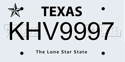 KHV9997 Texas License Plate