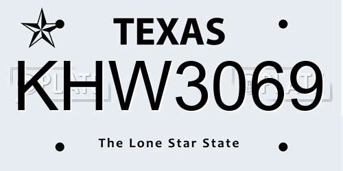 KHW3069 Texas License Plate
