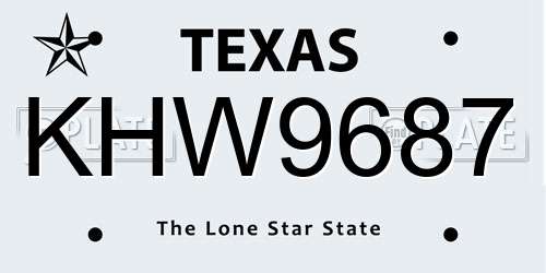 KHW9687 Texas License Plate