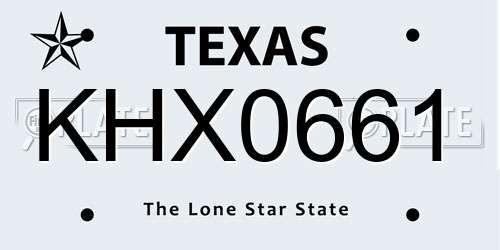 KHX0661 Texas License Plate