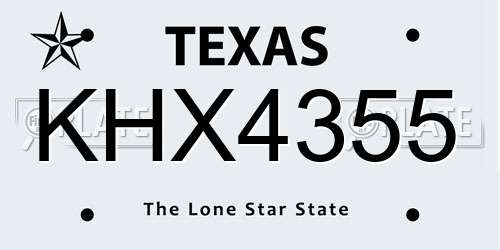 KHX4355 Texas License Plate