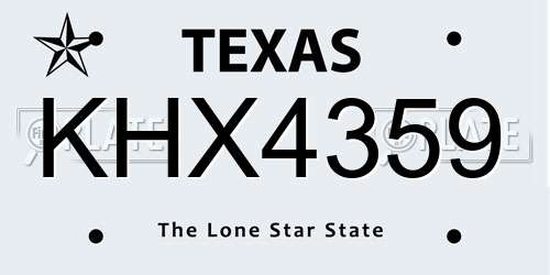KHX4359 Texas License Plate