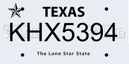 KHX5394 Texas License Plate