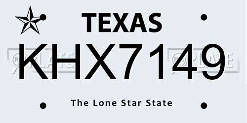 KHX7149 Texas License Plate