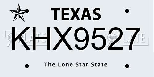 KHX9527 Texas License Plate