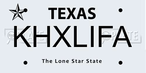 KHXLIFA Texas License Plate