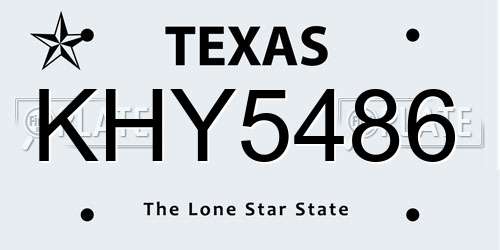 KHY5486 Texas License Plate