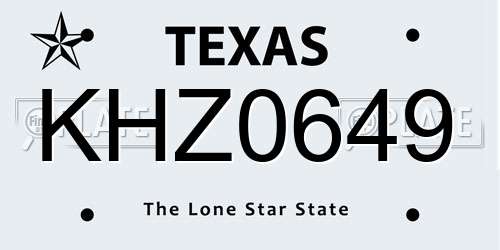KHZ0649 Texas License Plate