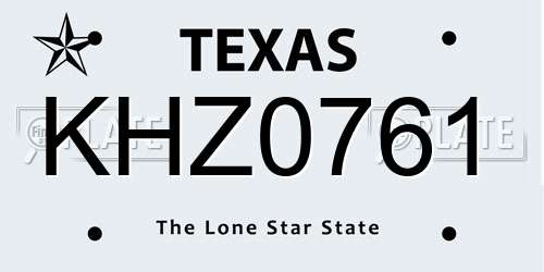 KHZ0761 Texas License Plate