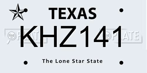 KHZ141 Texas License Plate