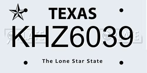 KHZ6039 Texas License Plate