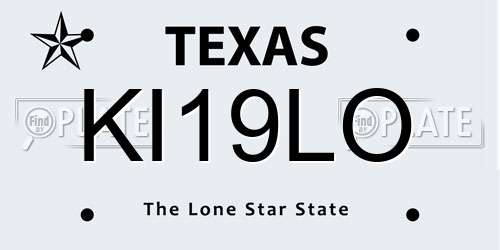KI19LO Texas License Plate