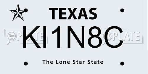 KI1N8C Texas License Plate