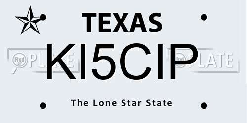 KI5CIP Texas License Plate