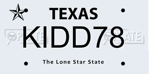 KIDD78 Texas License Plate