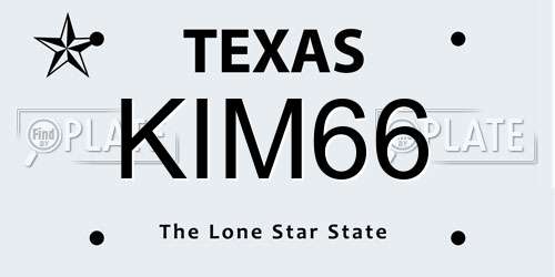 KIM66 Texas License Plate