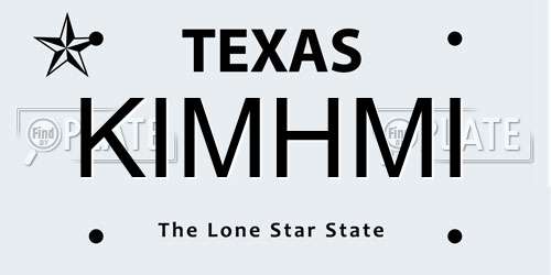 KIMHMI Texas License Plate