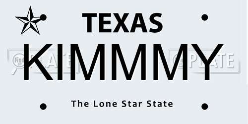 KIMMMY Texas License Plate