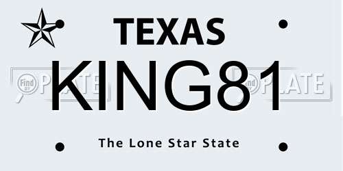 KING81 Texas License Plate