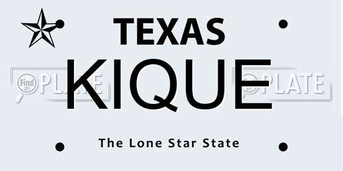KIQUE Texas License Plate