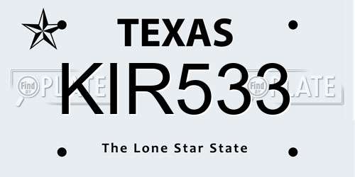 KIR533 Texas License Plate