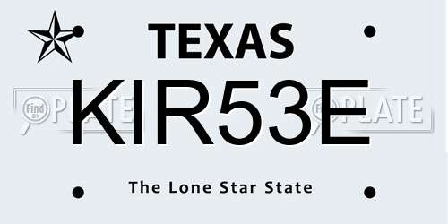 KIR53E Texas License Plate
