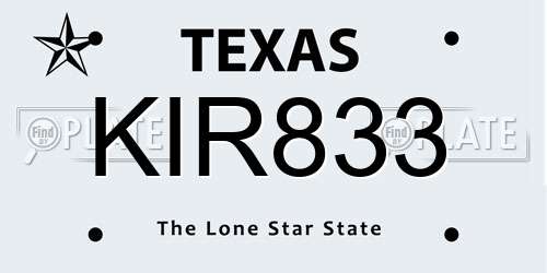 KIR833 Texas License Plate