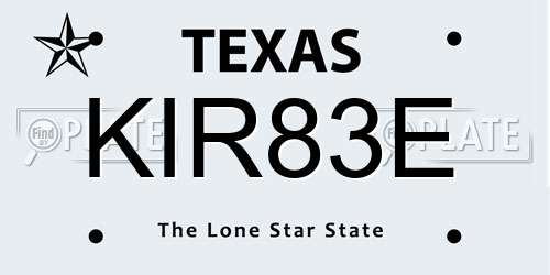 KIR83E Texas License Plate